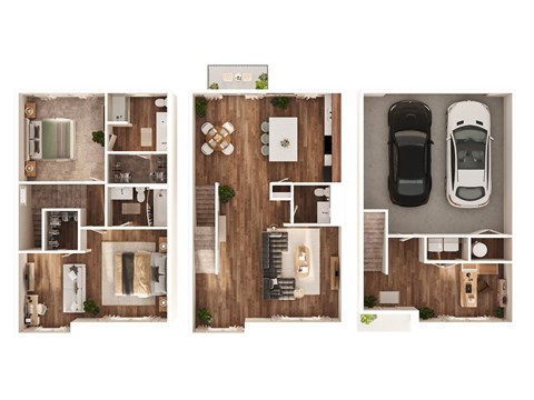 Floor plan for 2 beds, 2.5 baths, 1600 sqft